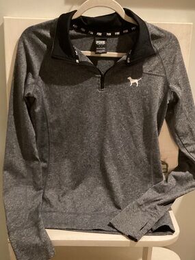 PINK Victoria's Secret Heather Grey Quarter-Zip Pullover